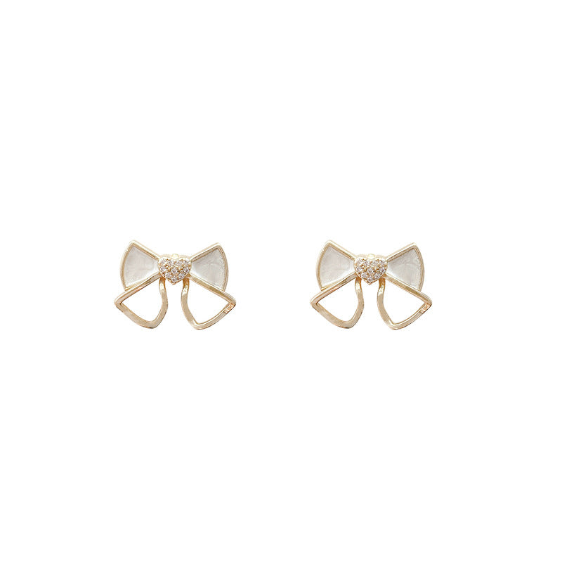 Wholesale 925 Silver Needle Drop Oil Bow Tie Copper Earrings